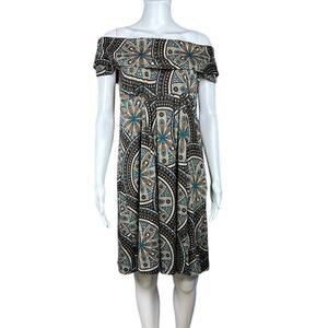 Jax Bohemian Batik Dress- Off-Shoulder, Knee-Length, Size 6  (Small)‌